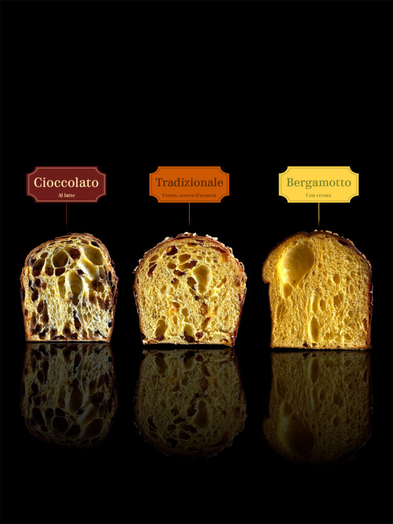 Confezione composta da 3 panettoni selezionati. Al cioccolato, il tradizionale e al bergamotto.